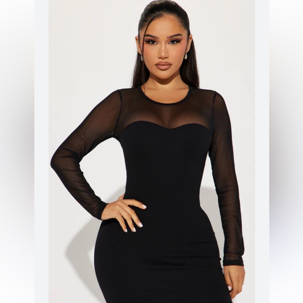 Fashion Nova Black Long Sleeve Dress